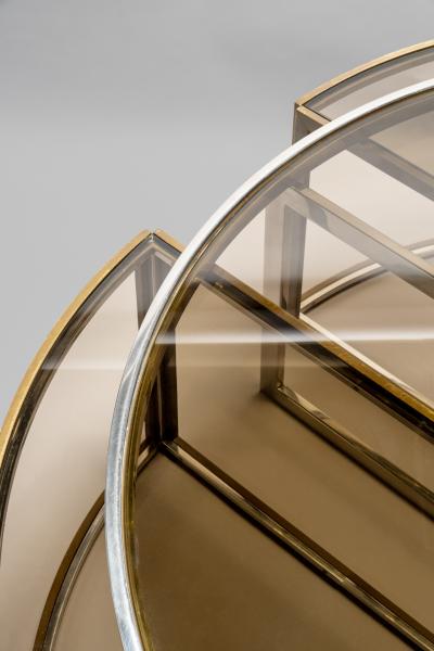 Jean Charles Circular low table in brass and glass by Jean Charles France 1970s