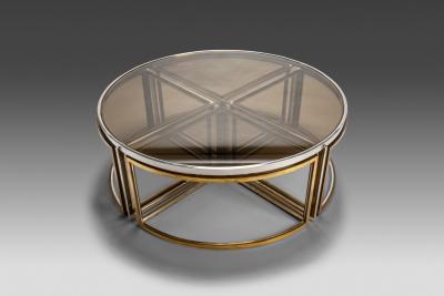 Jean Charles Circular low table in brass and glass by Jean Charles France 1970s