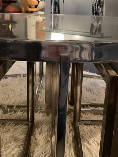 Jean Charles Circular low table in brass and glass by Jean Charles France 1970s
