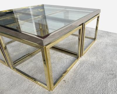 Jean Charles Coffee table including four nesting side tables Paris France circa 1970