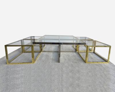 Jean Charles Coffee table including four nesting side tables Paris France circa 1970