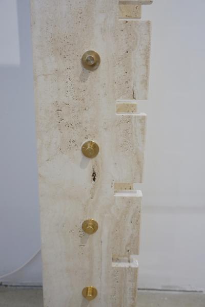 Jean Charles Jean Charles Designer 1970s French Minimalist Ivory White Travertine Console