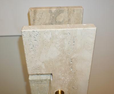 Jean Charles Jean Charles Designer 1970s French Minimalist Ivory White Travertine Console