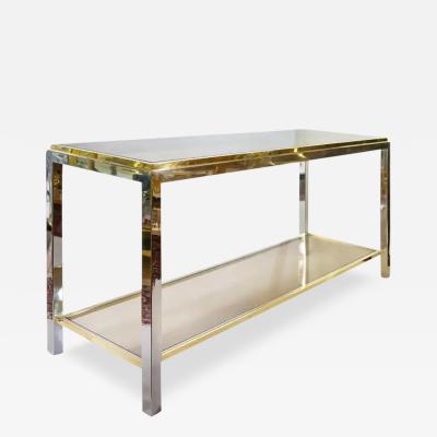 Jean Charles Midcentury Brass Chrome and Glass Console Table by Jean Charles