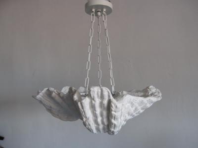 Jean Charles Moreux 2 French Plaster Shell Chandeliers Pendants by Jean Charles Moreux 1930