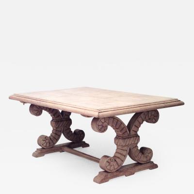 Jean Charles Moreux French 1940s Stripped Oak Dining Table