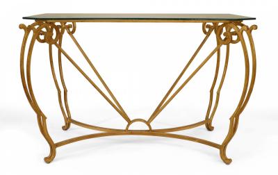 Jean Charles Moreux French Mid Century Moreux Gilt Iron Center Table
