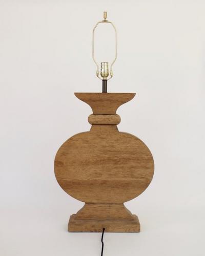 Jean Charles Moreux French Oak Monumental Architectural Table Lamp In Taste of Moreux
