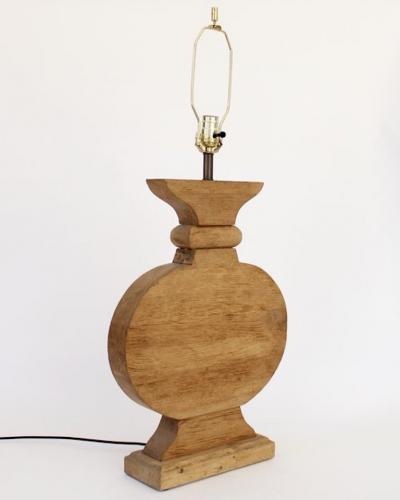Jean Charles Moreux French Oak Monumental Architectural Table Lamp In Taste of Moreux