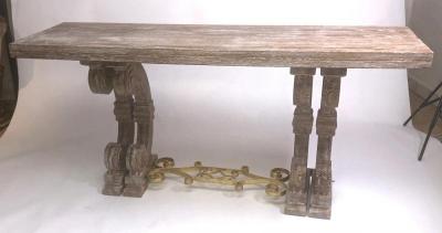 Jean Charles Moreux J C Moreux cerused superb oak folding dinning table or console