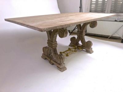 Jean Charles Moreux J C Moreux cerused superb oak folding dinning table or console