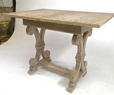 Jean Charles Moreux J C Moreux cerused superb oak folding playing card table or console