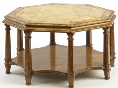 Jean Charles Moreux JC Moreux style Neoclassical classy hexagonal oak 2 tier coffee table