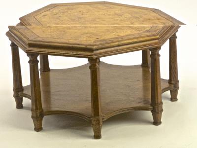 Jean Charles Moreux JC Moreux style Neoclassical classy hexagonal oak 2 tier coffee table