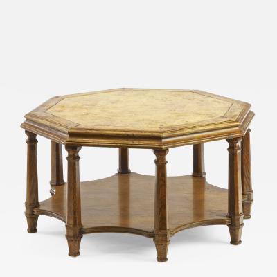 Jean Charles Moreux JC Moreux style Neoclassical classy hexagonal oak 2 tier coffee table