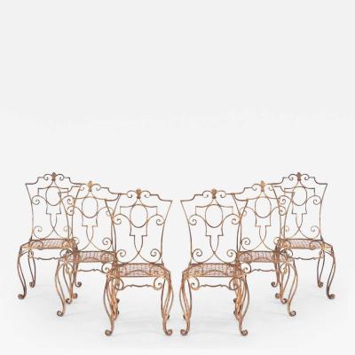 Jean Charles Moreux Jean Charles Moreux Gilt Iron Chairs Set of 6