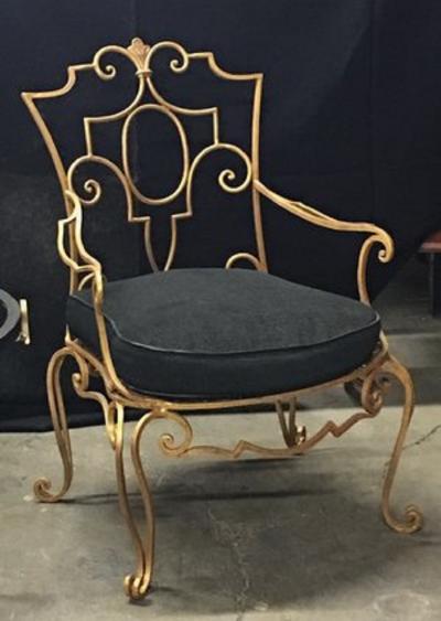 Jean Charles Moreux Jean Charles Moreux Pair of Gilt Forged Iron Armchairs