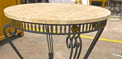 Jean Charles Moreux Jean Charles Moreux most refined wrought iron coffee table with gold accent