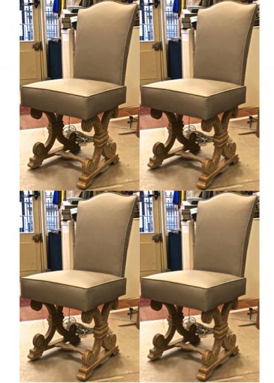 Jean Charles Moreux Jean Charles Moreux set of 4 oak cerused dinning chairs