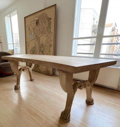Jean Charles Moreux Jean Charles Moreux superb carved sand blasted solid oak curved desk