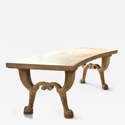 Jean Charles Moreux Jean Charles Moreux superb carved sand blasted solid oak curved desk