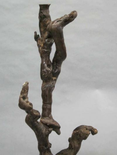 Jean Charles Moreux Pair Rare French Mid Century Primitivist Standing Lamps in Manner of Moreux