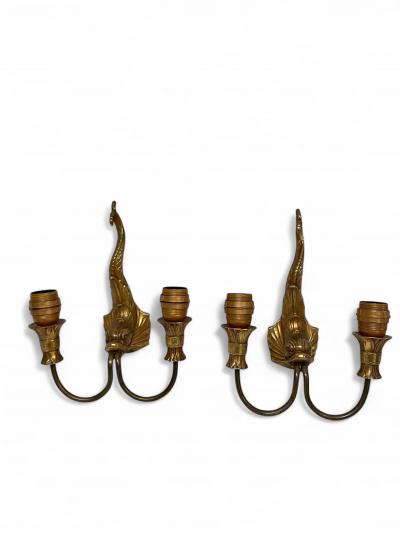 Jean Charles Moreux Pair of 1940s bronze sconces in the style of Jean Charles Moreux