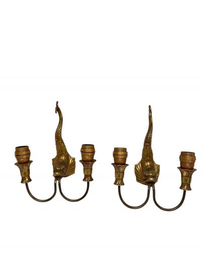 Jean Charles Moreux Pair of 1940s bronze sconces in the style of Jean Charles Moreux