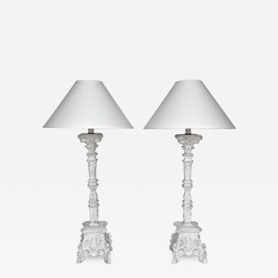 Jean Charles Moreux Pair of Plaster Table Lamps