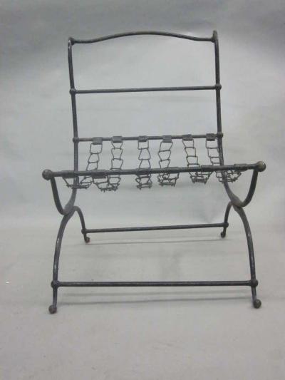 Jean Charles Moreux Rare Pair of French Hammered Iron and Chain Lounge Chairs by Jean Charles Moreux