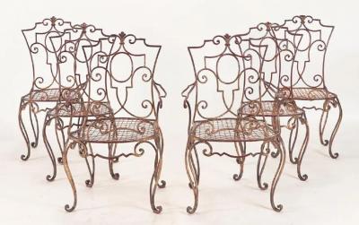 Jean Charles Moreux Set of 6 Jean Charles Moreau French Iron Chairs
