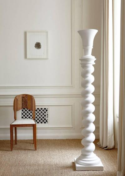 Jean Charles Moreux Two Rare French Surrealist Plaster Floor Lamps by Jean Charles Moreux