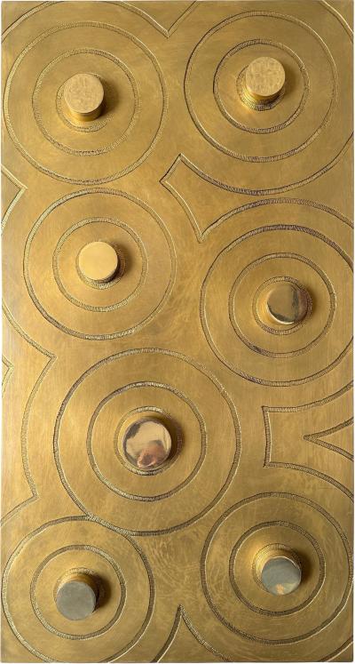 Jean Claude Dresse Brutalist Brass Wall Sculpture