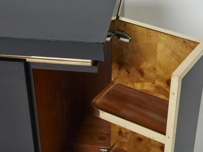 Jean Claude Mahey J C Mahey brass black lacquered sideboard bar cabinet 1970s