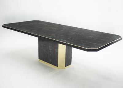 Jean Claude Mahey J C Mahey for Paco Rabanne black Portoro marble dining table brass 1979