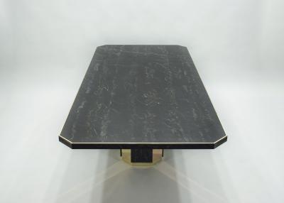 Jean Claude Mahey J C Mahey for Paco Rabanne black Portoro marble dining table brass 1979