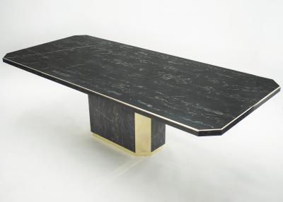 Jean Claude Mahey J C Mahey for Paco Rabanne black Portoro marble dining table brass 1979