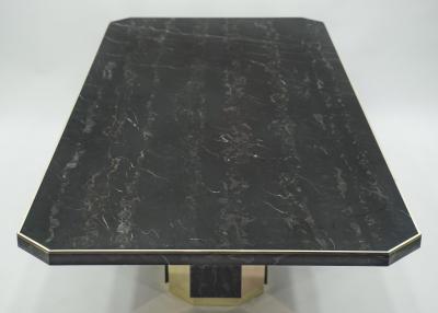 Jean Claude Mahey J C Mahey for Paco Rabanne black Portoro marble dining table brass 1979