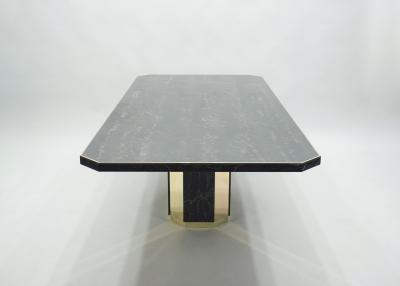 Jean Claude Mahey J C Mahey for Paco Rabanne black Portoro marble dining table brass 1979