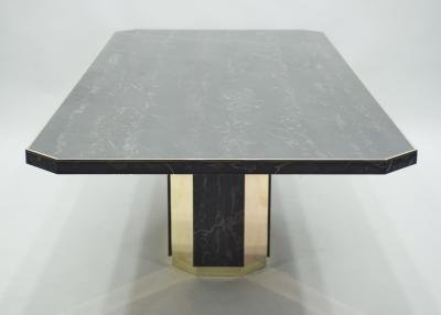 Jean Claude Mahey J C Mahey for Paco Rabanne black Portoro marble dining table brass 1979