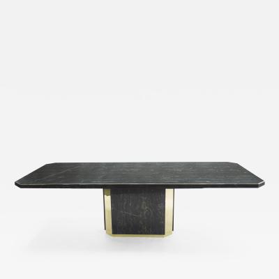 Jean Claude Mahey J C Mahey for Paco Rabanne black Portoro marble dining table brass 1979