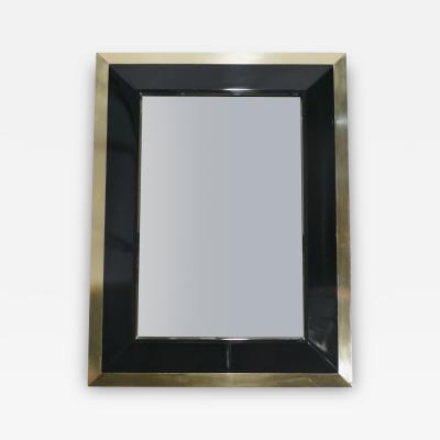 Jean Claude Mahey J C Mahey wall Mirror in black Lacquer and brass 1970