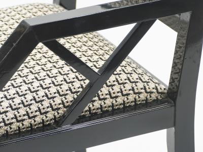 Jean Claude Mahey Rare pair of black lacquer chairs J C Mahey 1970s