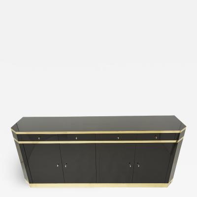 Jean Claude Mahey Signed J C Mahey brass black lacquered sideboard 1970s