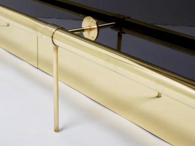 Jean Claude Mahey Unique J C Mahey black lacquered brass bar cabinet counter 1970s