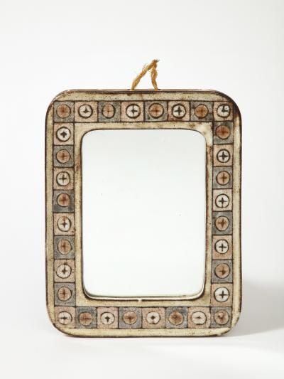 Jean Claude Malarmey Glazed Ceramic Wall Mirror by Jean Claude Malarmey Vallauris France