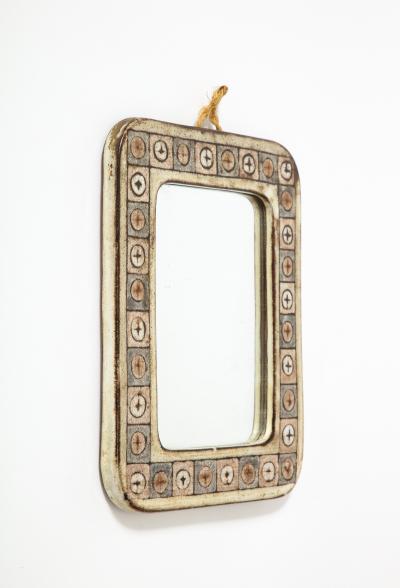 Jean Claude Malarmey Glazed Ceramic Wall Mirror by Jean Claude Malarmey Vallauris France