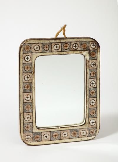 Jean Claude Malarmey Glazed Ceramic Wall Mirror by Jean Claude Malarmey Vallauris France
