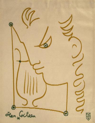 Jean Cocteau Modern Tapestry by Jean Cocteau Young Man with Lyre 