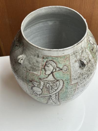 Jean Derval Ceramic Vase by Jean Derval Vallauris France 1960s